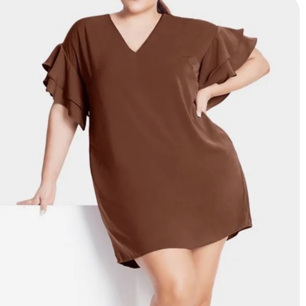 Flare sleeve short pink dress